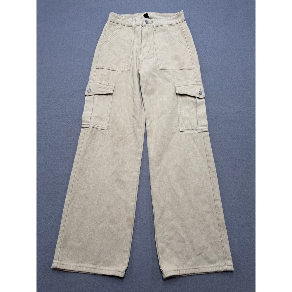 Cider Cargo Pants Women's XS Beige High Rise Wide Leg Baggy Fit Utility Gorpcore